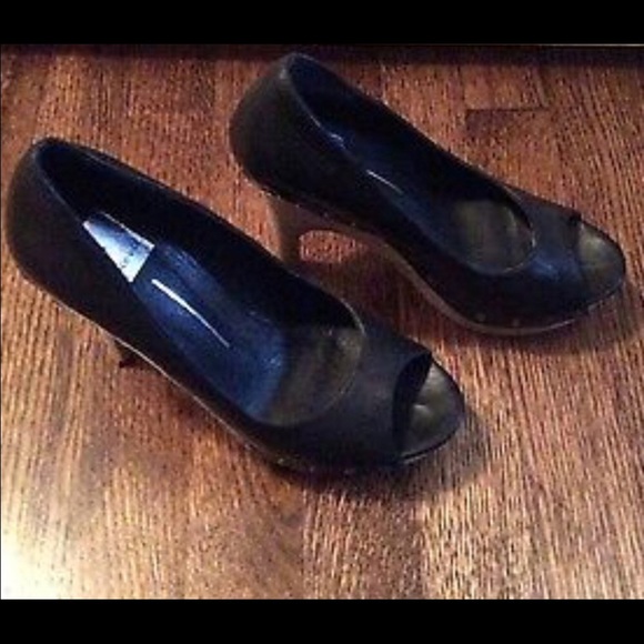 Dolce Vita Black Leather Peep toe Heels Size 7 - Picture 3 of 3